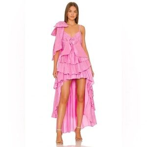 LoveShackFancy Pink High-Low Ruffled Sundress
